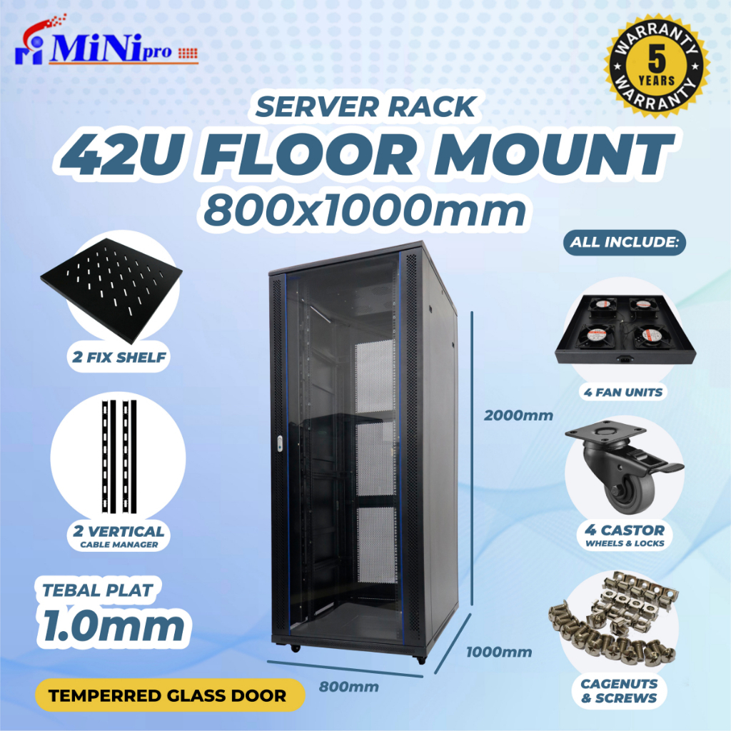 Minipro Rack Server 42U 800x1000mm Floor Mount Rack