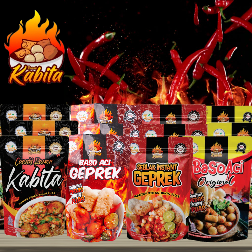 

Kabita Cuanki Damen Geprrek 4pcs Paket Kumplit Rasa Ramen Geprek Baso Aci Pedas Mantap