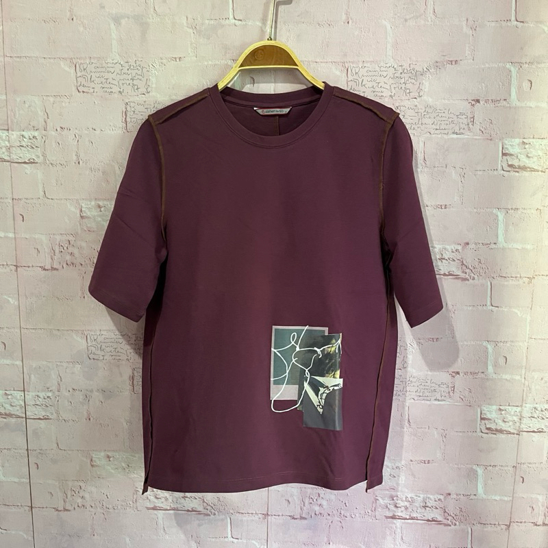 kaos wanita katun import pakaian wanita merah maroon