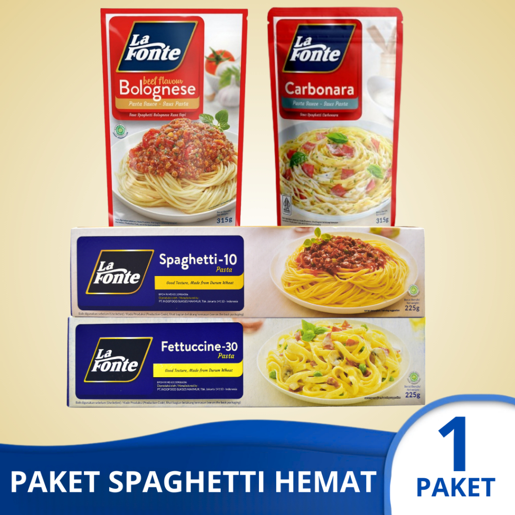 

(PAKET HEMAT) LA FONTE SPAGHETTI FETTUCCINE BOLOGNESE CARBONARA Paket Siap Santap