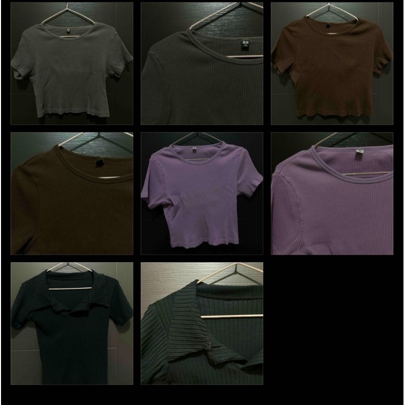 (PRELOVED) Baju kaos wanita knit crop UNIQLO ori