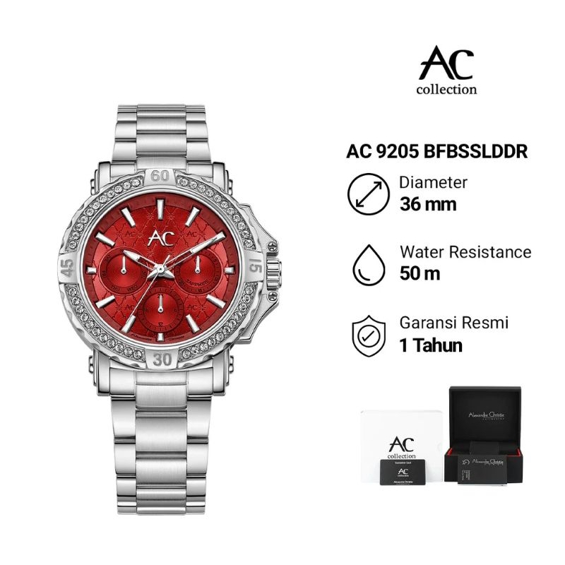 Best Seller Jam Tangan Wanita Alexander Christie AC 9205 BFBSSLDDR Analog Cronograph Aktif Stainless
