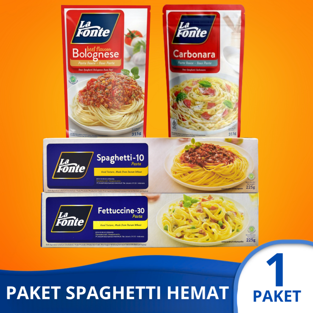 

(PAKET HEMAT) LA FONTE SPAGHETTI FETTUCCINE BOLOGNESE CARBONARA Paket Siap Santap