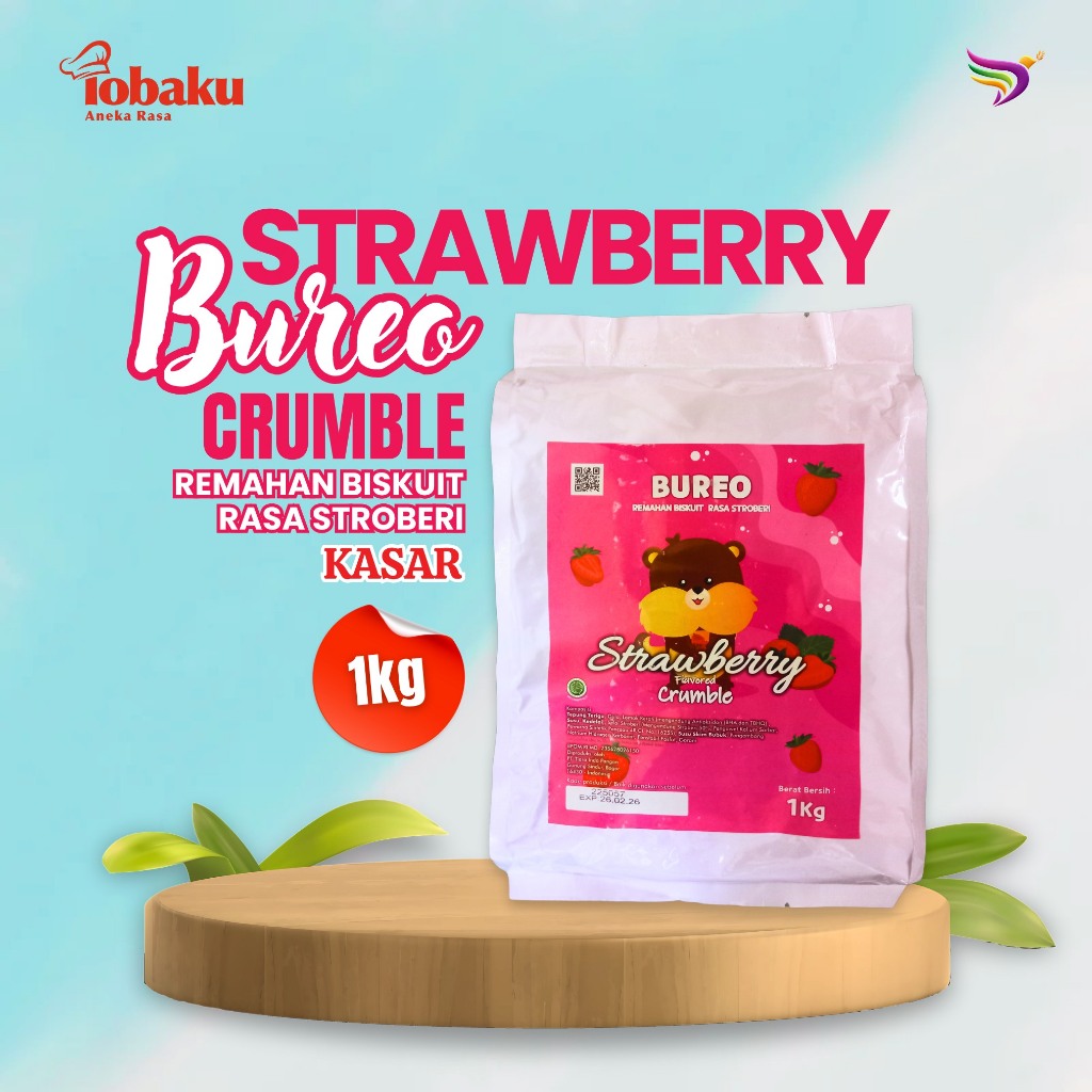 

Bureo Strawberry Biscuit Crumble - Remahan Biskuit Rasa Stroberi Kasar Kemasan 1Kg