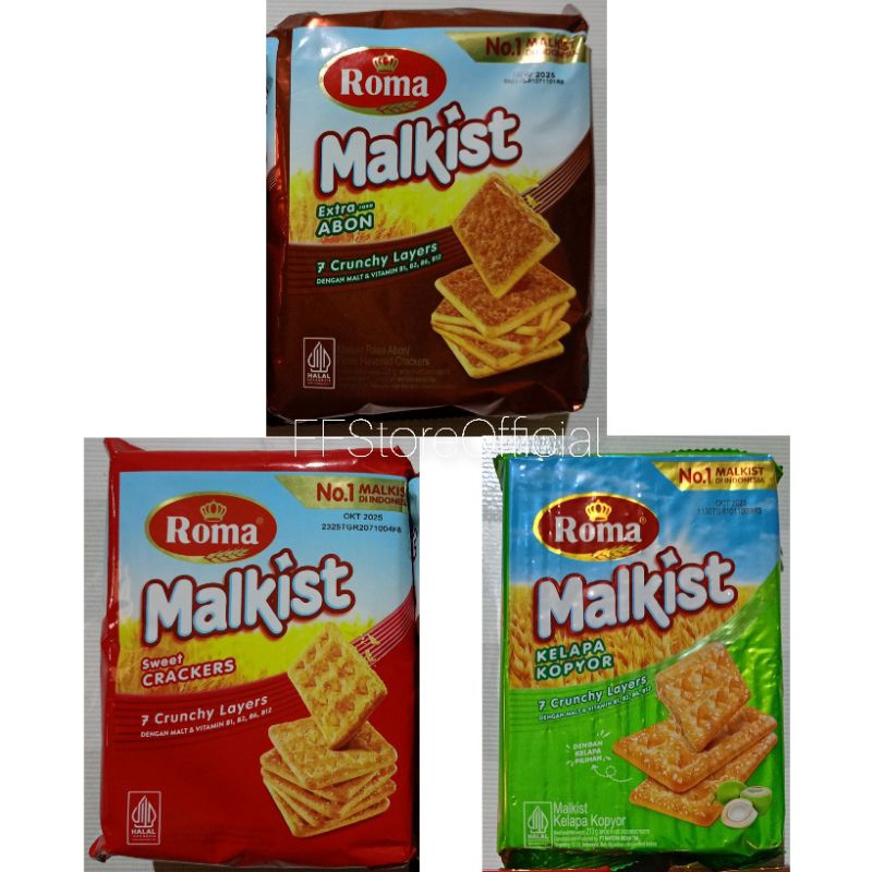 

(INSTANT & SAMEDAY) ROMA Malkist Extra Abon, Kopyor, Crackers Crunchy Layers 224 Gram