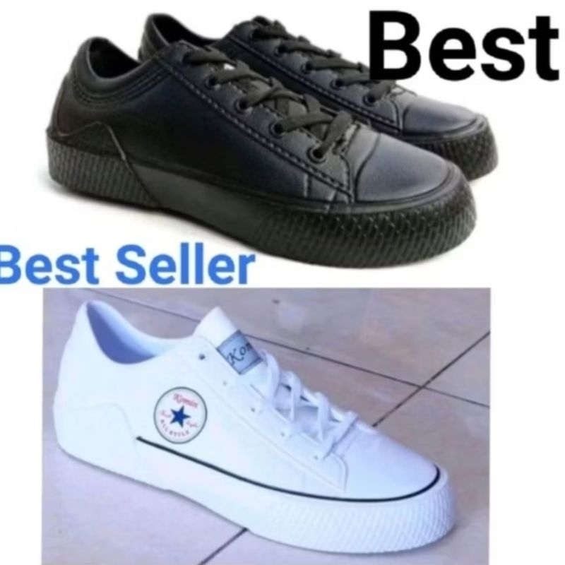 Sepatu Sneakers Komin Hitam Polos K065 uk 38 (Bisa Untuk Sekolah)