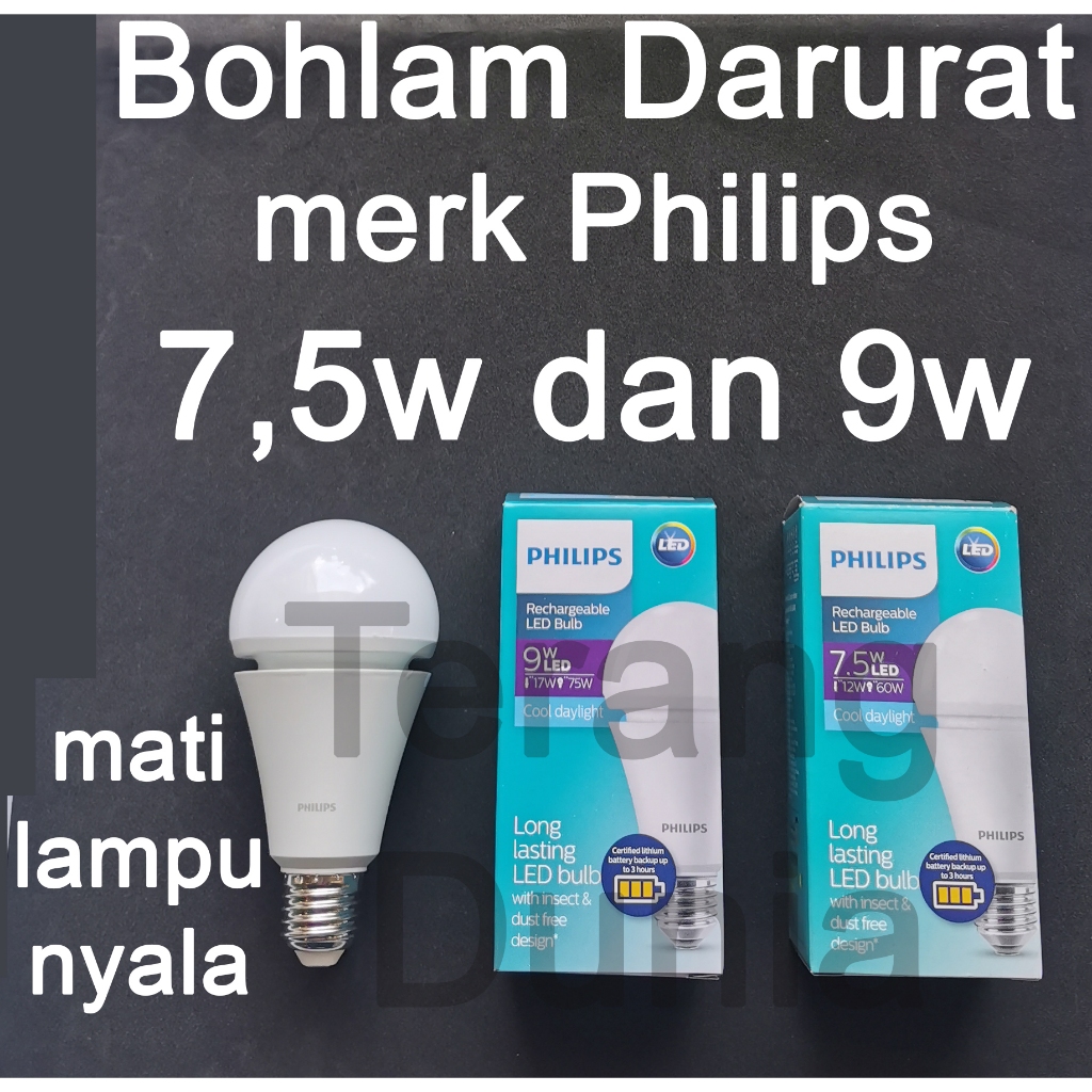 Bohlam Emergency Philips 7.5w Bohlam Emergency Philips 9w Bohlam Aliran Bohlam Darurat Bohlam Mati L