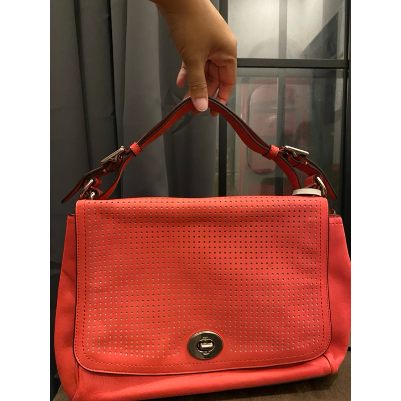 preloved Coach legacy perforated romy leather