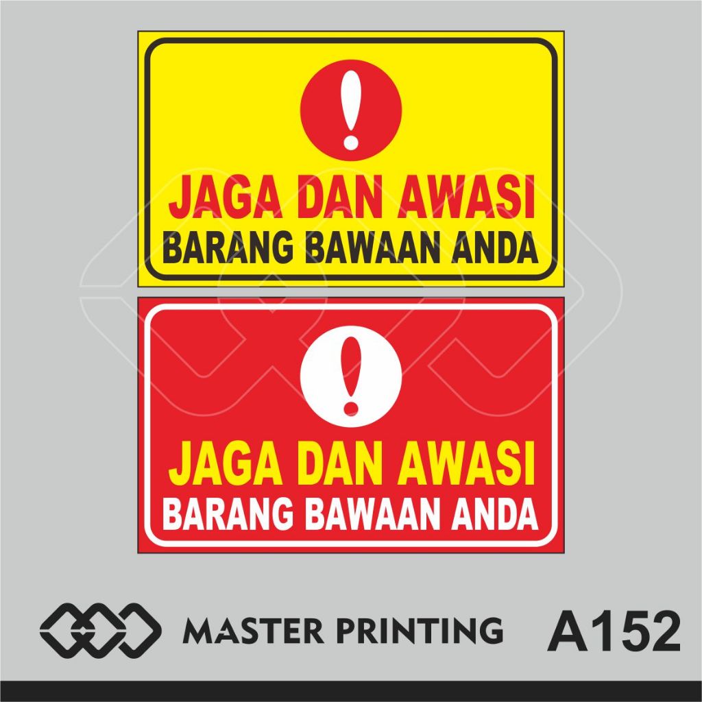 

A152 - Acrylic Sign, Stiker Akrilik Jaga dan Awasi Barang Bawaan Anda, Tahan Air, Murah, Bisa Custom
