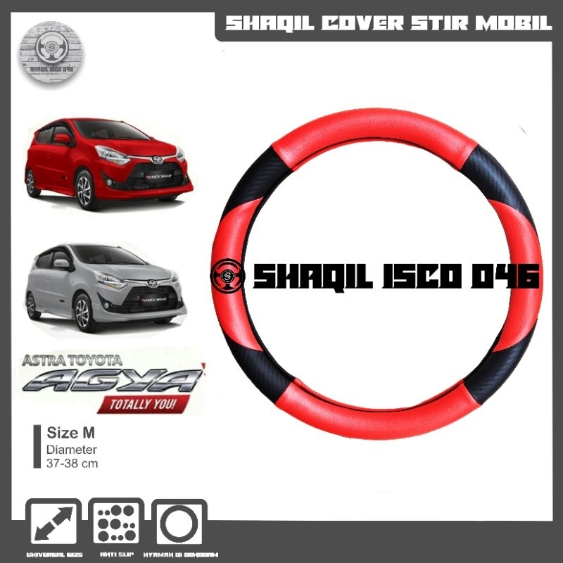Sarung Stir Mobil Motif Carbon Toyota Agya, Cover Stir Mobil Agya, Sarung Stir Minibus
