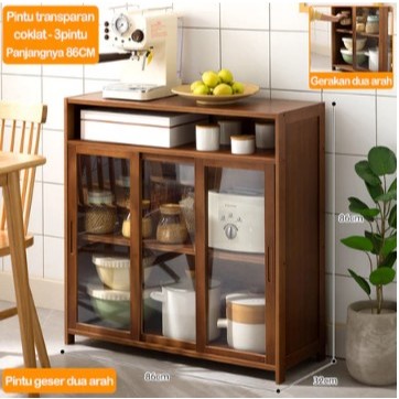 ( GARANSI 12 BULAN ) LEMARI DAPUR SERBAGUNA RAK PENYIMPANAN BAMBU BERKAPASITAS BESAR RAK OVEN MICROW