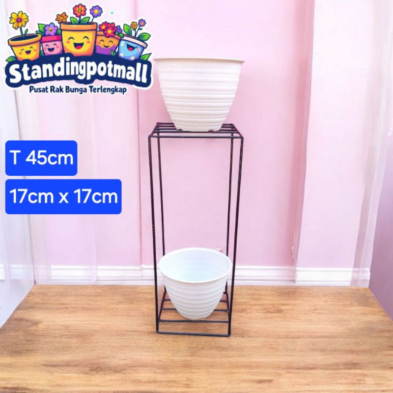 standing pot besi rak bunga sudut ruang tamu