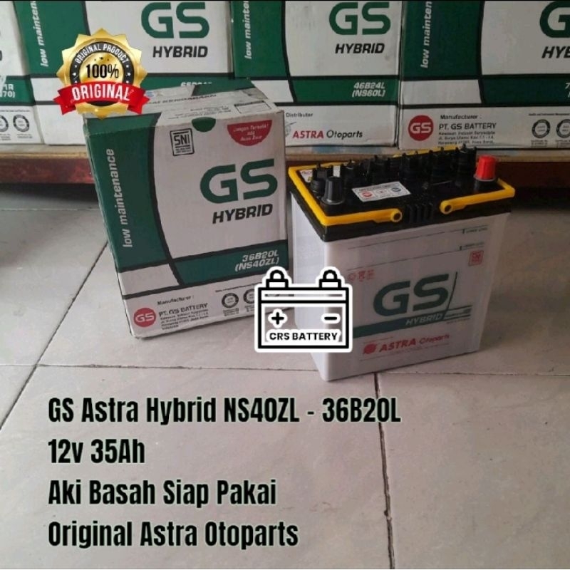 Aki Mobil Honda BRV New, City, Jazz Accu GS Astra Hybrid NS40ZL 35Ah