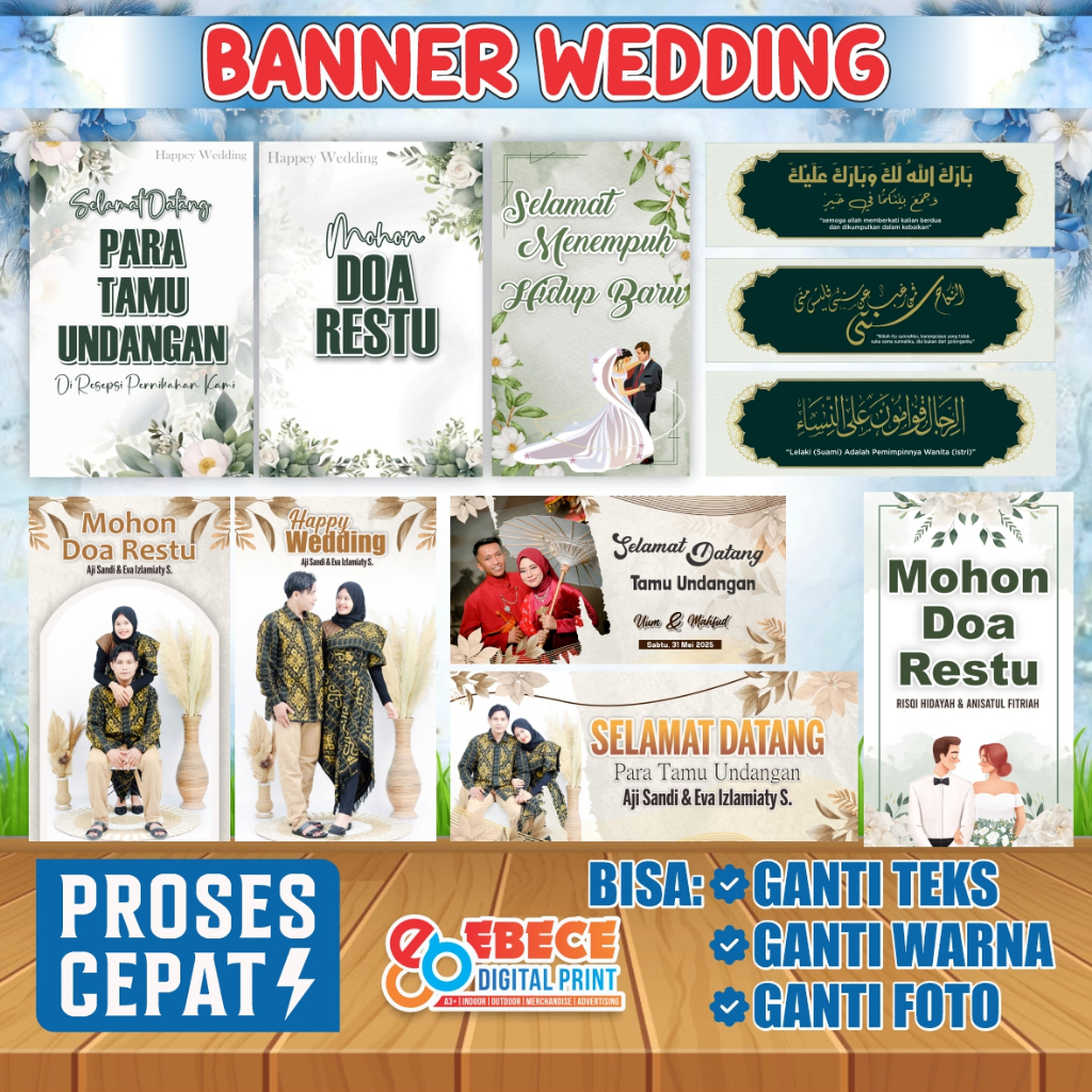 Banner Wedding / Spanduk Pernikahan /  Spanduk Acara Resepsi -  Free Desain & Cetak Cepat