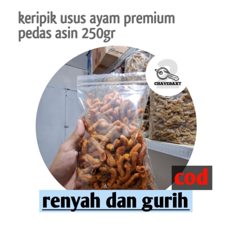 

keripik usus ayam premium pedas asin 250gr enak renyah dan gurih/usus krispi balado