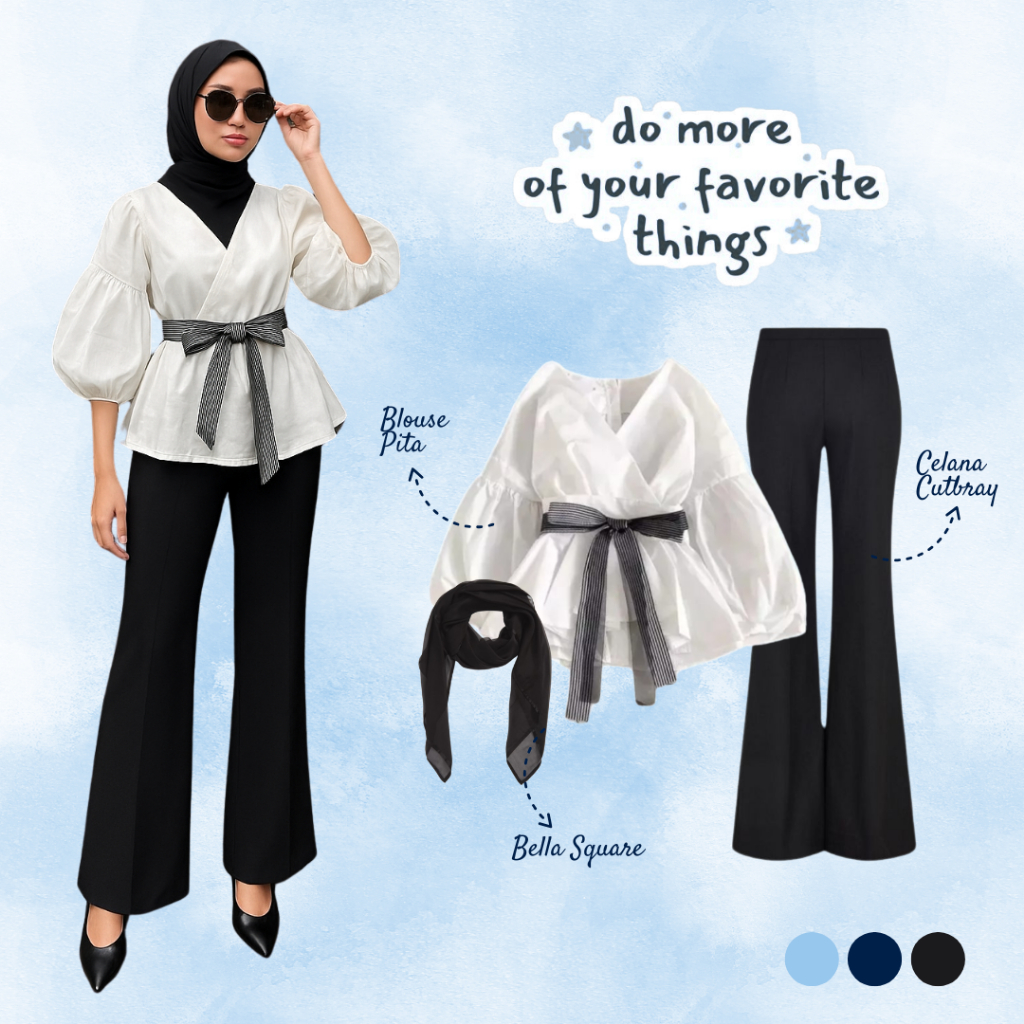 One Set Cupy (Blouse, Cutbray, Hijab) Ootd Wanita Muslim Formal Look MSO15