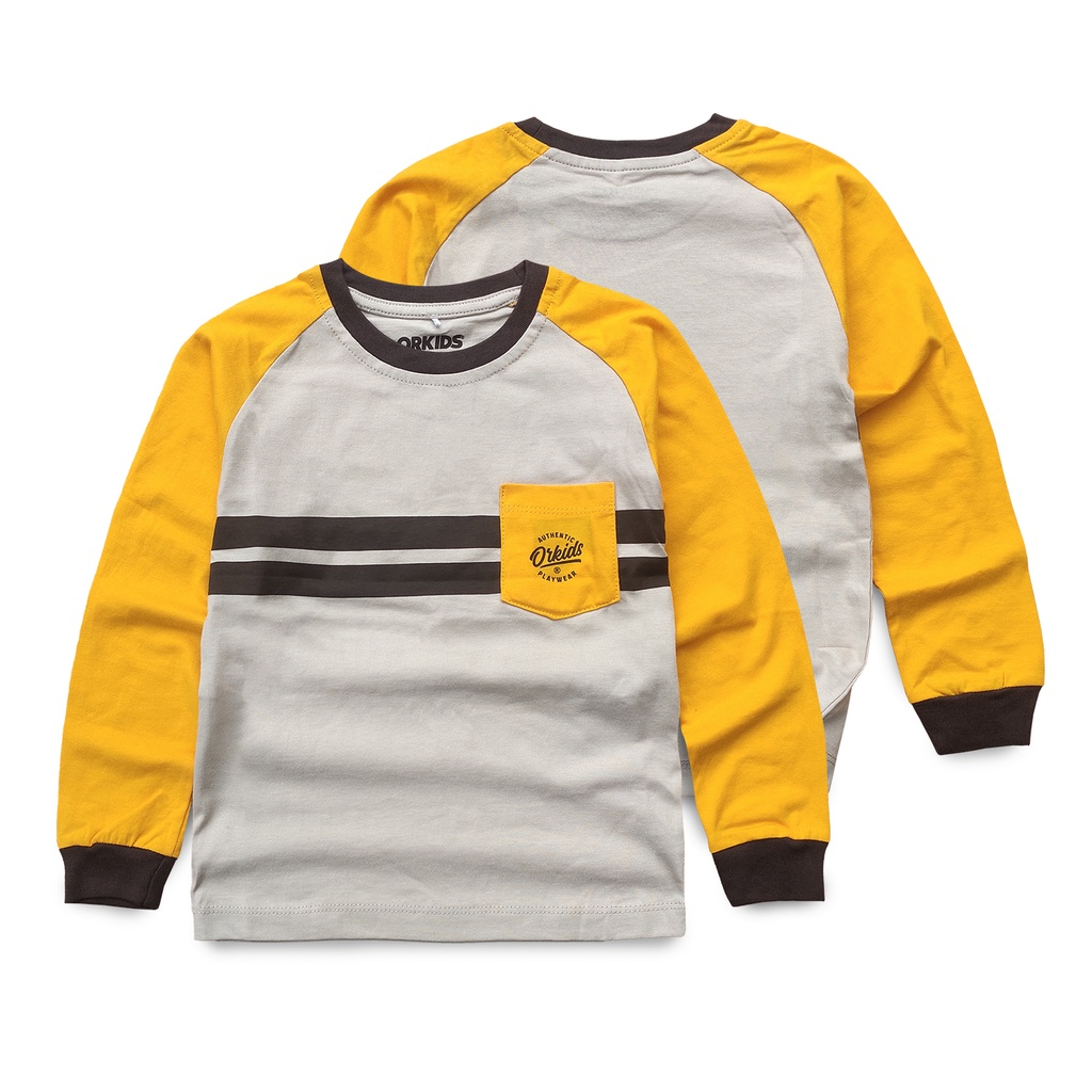 Baju Panjang Anak Laki Laki Kaos Lengan Panjang Anak Cowok Flynk Cream Yellow