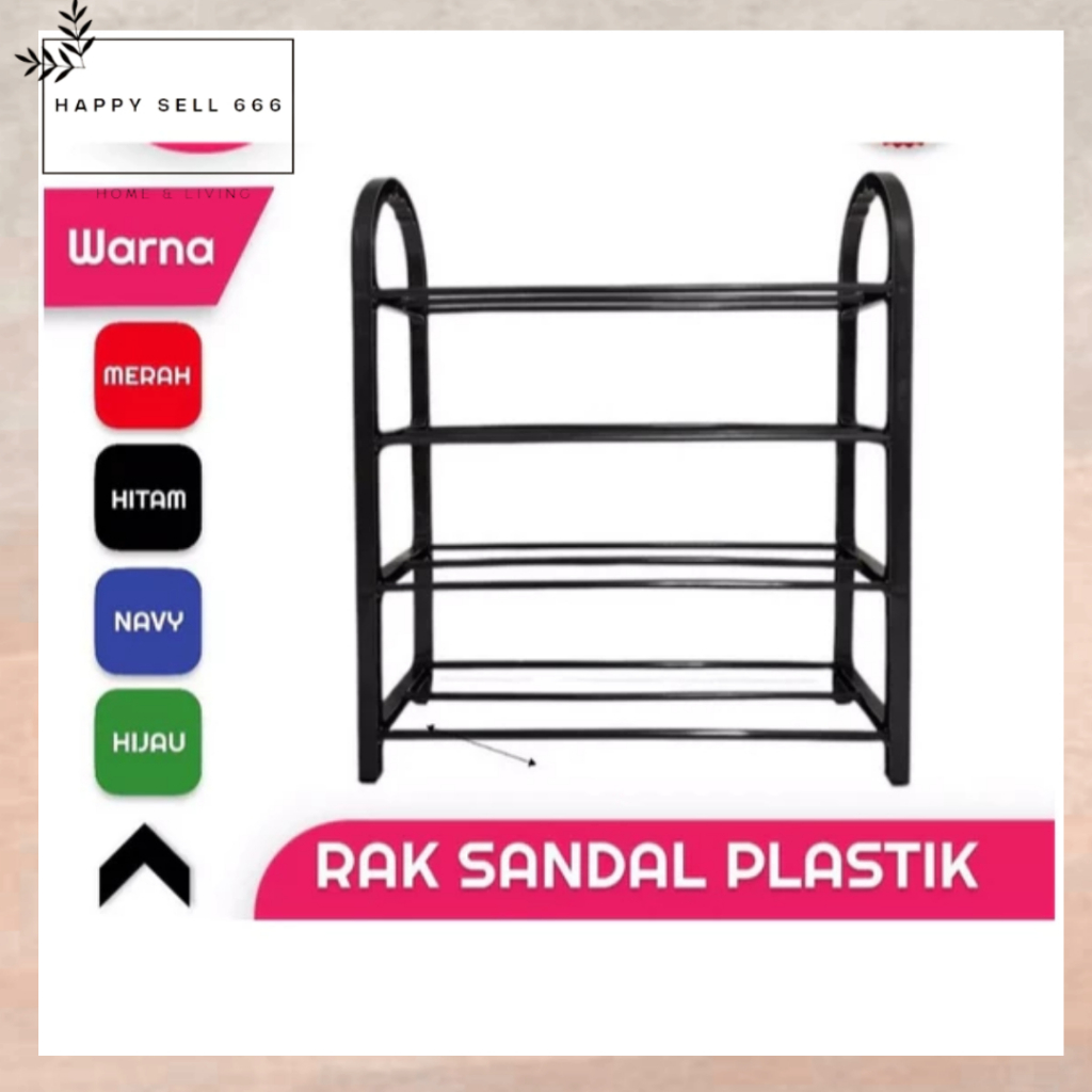 HPSELL Rak Sandal Plastik 4 Susun Rak Sandal Portable Bahan Plastik Serbaguna