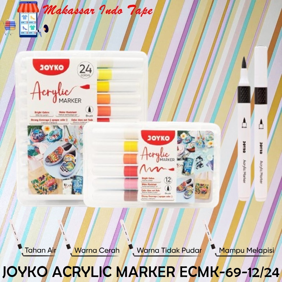 

[1 PCS] JOYKO ACRYLIC MARKER ACMK-69-12 ACMK-69-24 PENA CAT AKRILIK