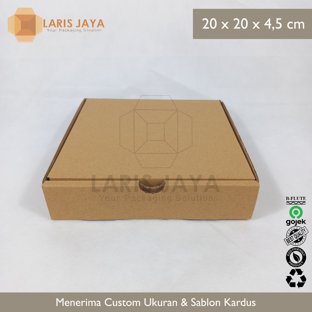 

Box Brownis Box Gift Box Packaging 20x20x4.5 cm | Kardus Hampers Souvenir Snack | Dus Kado Die Cut | Kotak Pizza Diecut ( Kardus Pizza 20 x 20 x 4.5 cm )