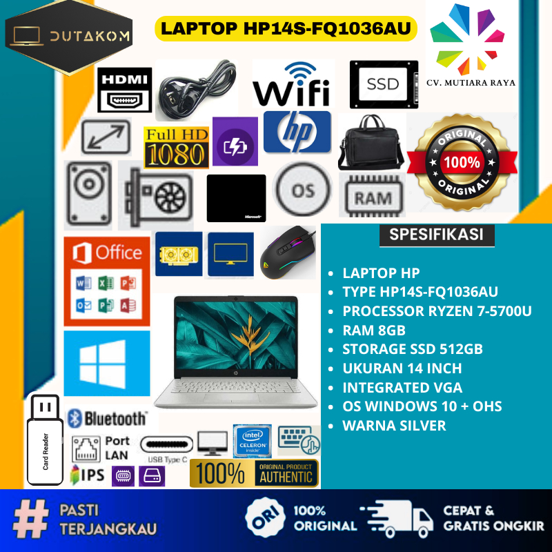 LAPTOP MERK HP14S-FQ1036AU