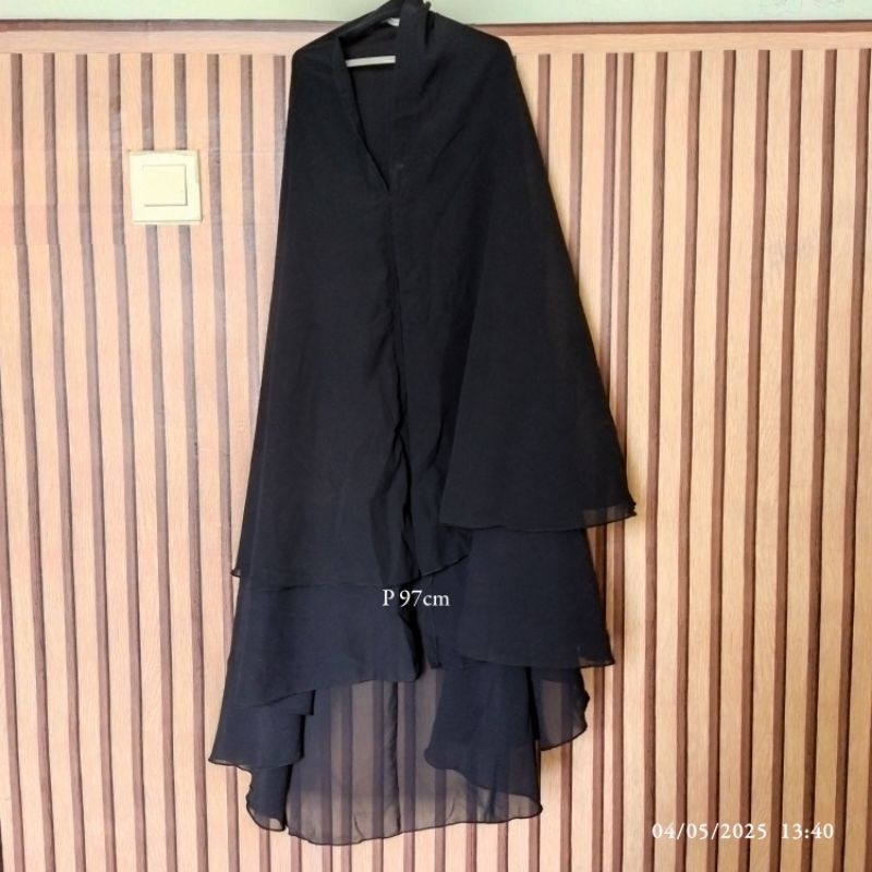 Khimar Hijab Syar'i Hitam 2 Layer Jilbab Syar'i