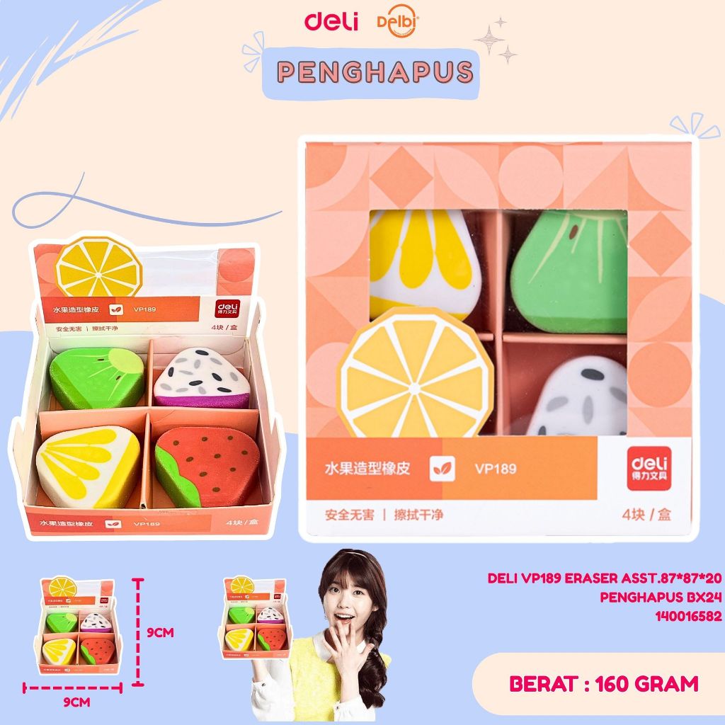 

DELI VP189 ERASER ASST.87*87*20 PENGHAPUS DELI VP189 ERASER ASST.87*87*20 PENGHAPUS