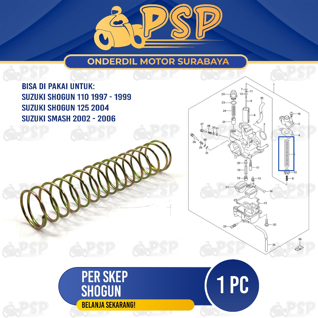 Per Skep Smash / Shogun - Pir Peer Spring Sekep Gas Vacum Vakum Karbu Koil Suzuki Shogun 125