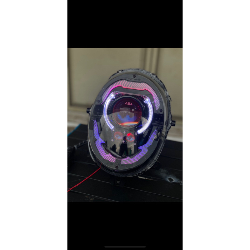 LAMPU DEPAN SCOOPY R12 CUSTOM BILED PLUS MINILASER DRL MATRIX