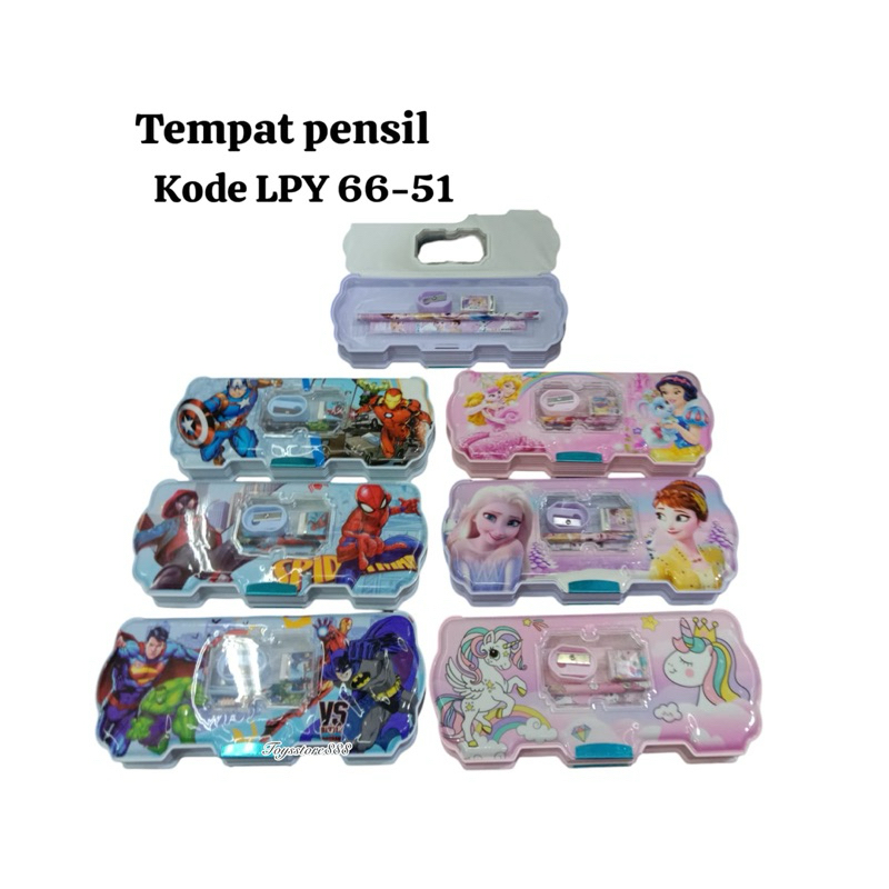 

Tempat Pensil Case Magnet + Isi Karakter Spiderman Avengers Frozen Unicorn Kotak Pensil
