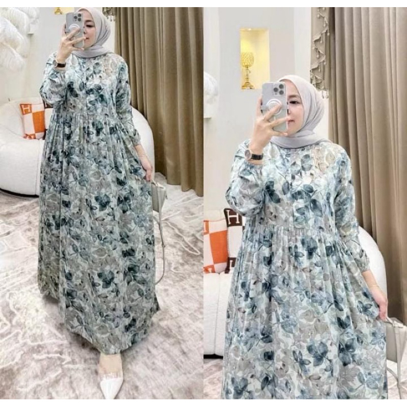 CUCI GUDANG MIDI DRES RAYON PREMIUM GAMIS BUSUI GAMIS JUMBO