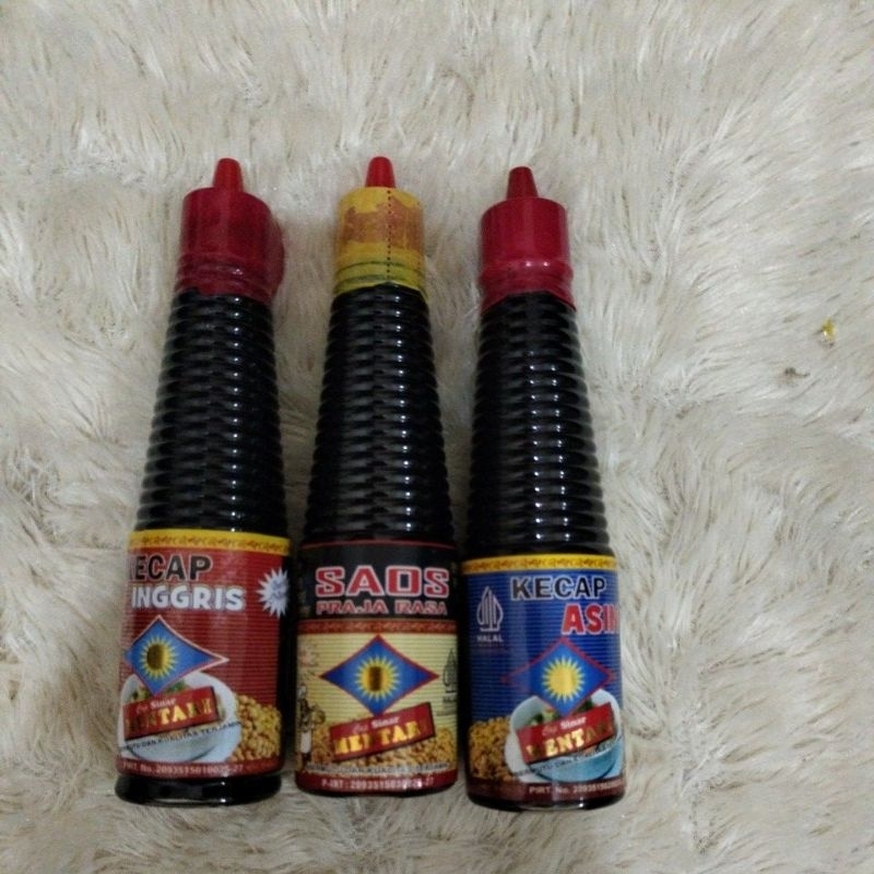 

paket 3 botol kecap inggris,saos prajarasa,kecap asin cap sinar mentari 150ml