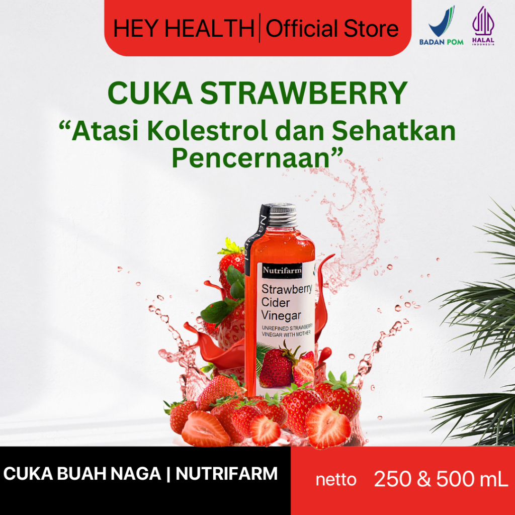 

Hey Health X Nutrifarm Cuka Buah Strawberry 250 ml | Atasi Kolestrol | Dari Bumi | Sehatkan Usus | Sehatkan Pencernaan | Cuka buah