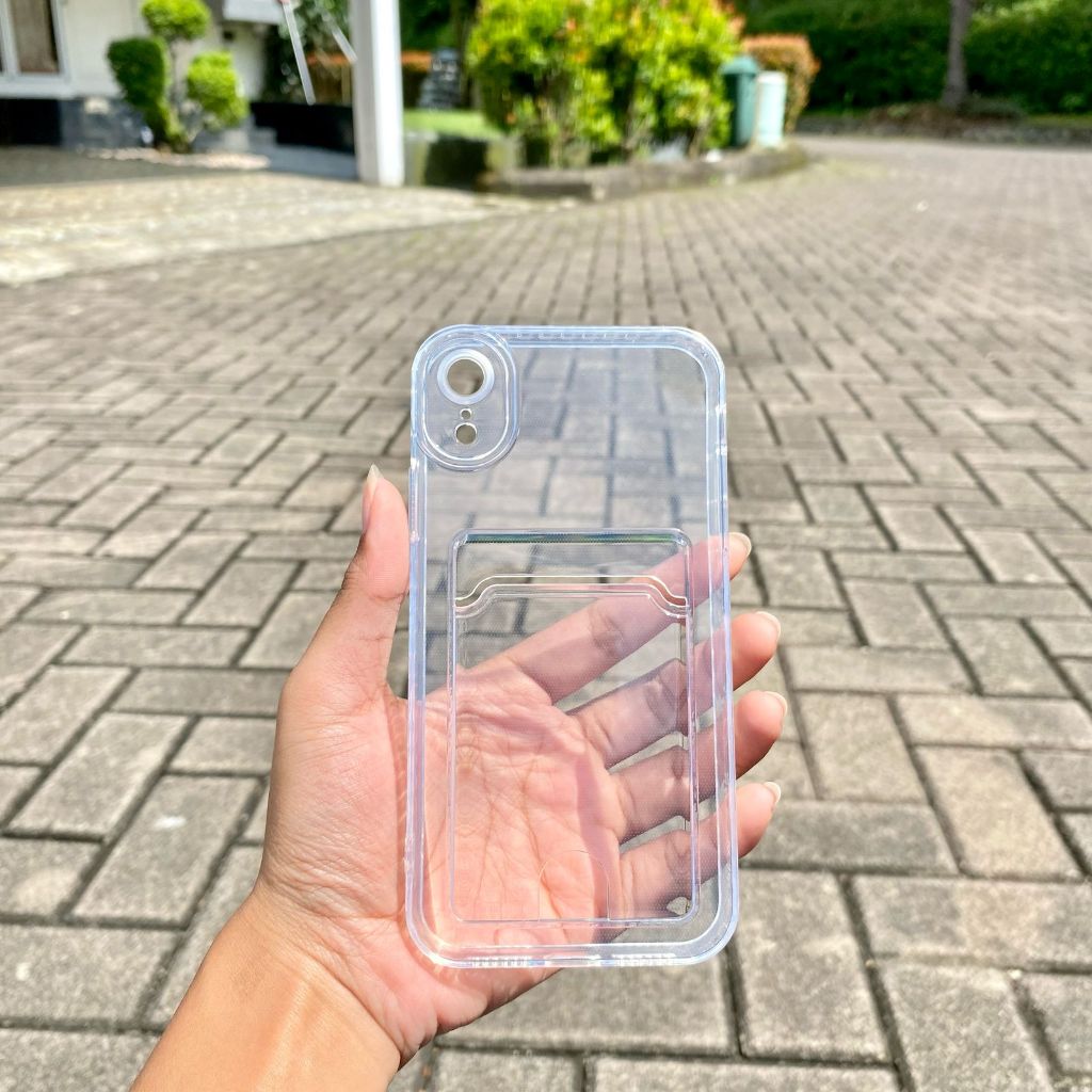 Clear Case untuk iPhone XR Transparent Card Holder Wallet Soft Case Polos
