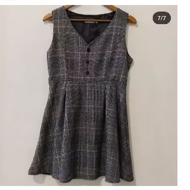 Dress Overall Kotak Leher V Korea Anak Remaja Dewasa Murah