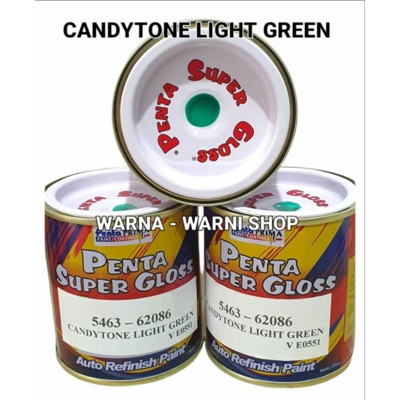 CAT PENTA SUPER GLOSS CANDYTONE LIGHT GREEN 62086 ( HIJAU ) / ISI 200 GRAM /CAT MOBIL / MOTOR / DUCO