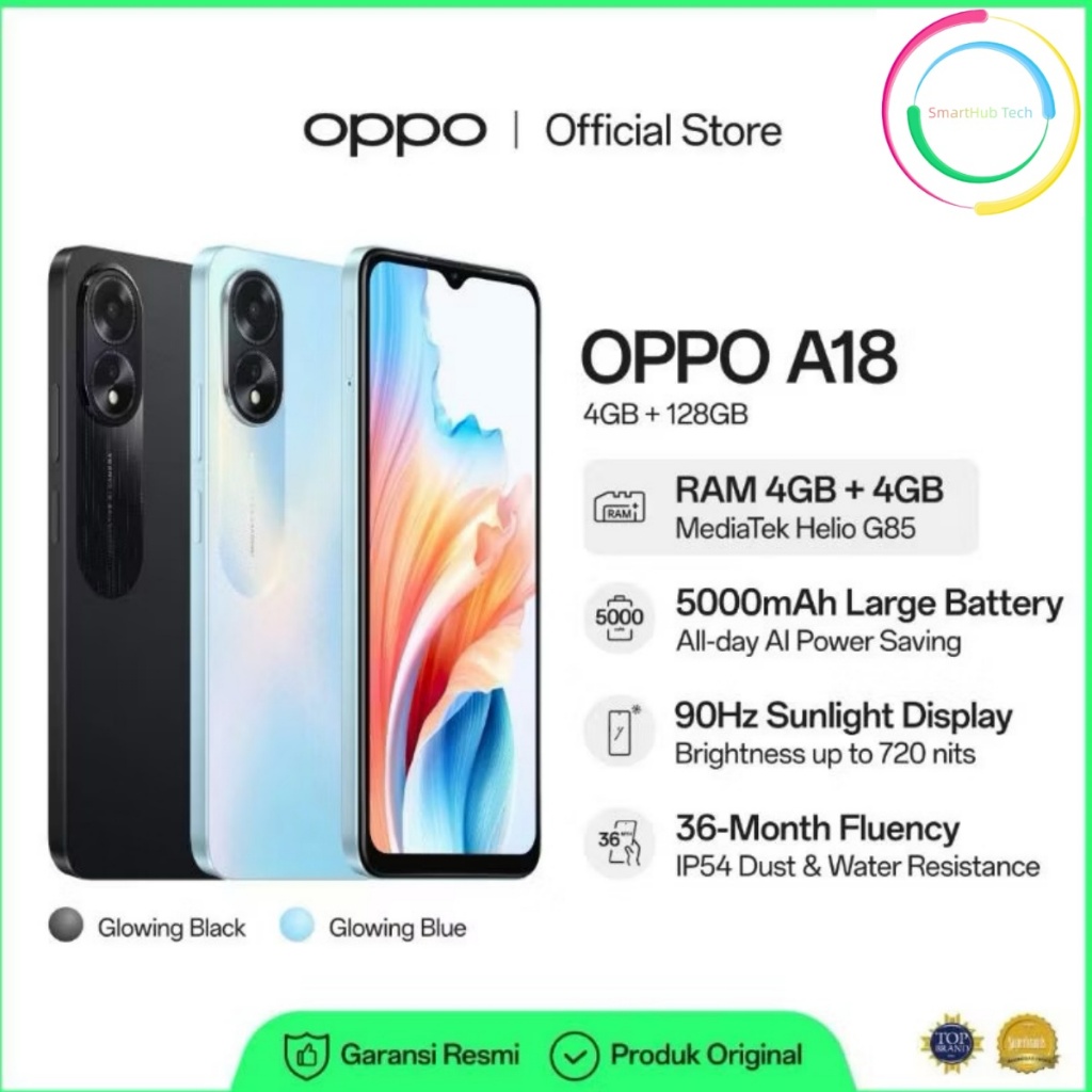 OPPO A18 RAM 6/128GB GARANSI RESMI OPPO INDONESIA