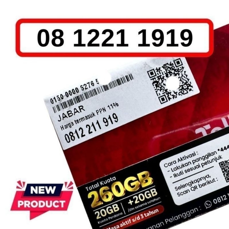 NOMOR CANTIK TELKOMSEL 10 DIGIT SIMPATI 4G 5G TELKOMSEL KUOTA 260GB 1TAHUN (20GB/BLN) NOMER 10DIGIT 