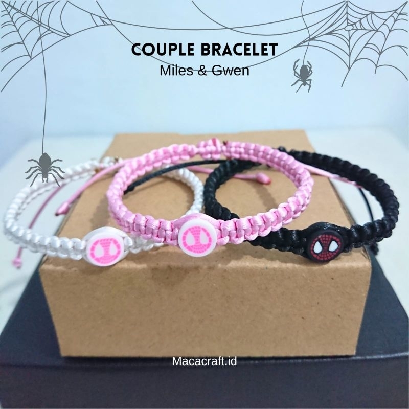 TERMURAH [Ready stok] Gelang couple serut Spiderman (tali satin), gelang couple pasangan, gelang ser