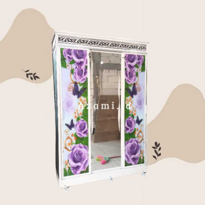 Lemari Baju / Lemari Pakaian Aluminium Sliding 3 Pintu