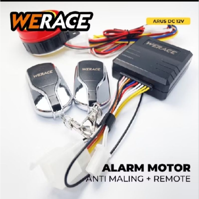 Alarm motor anti maling 12v universal remot set
