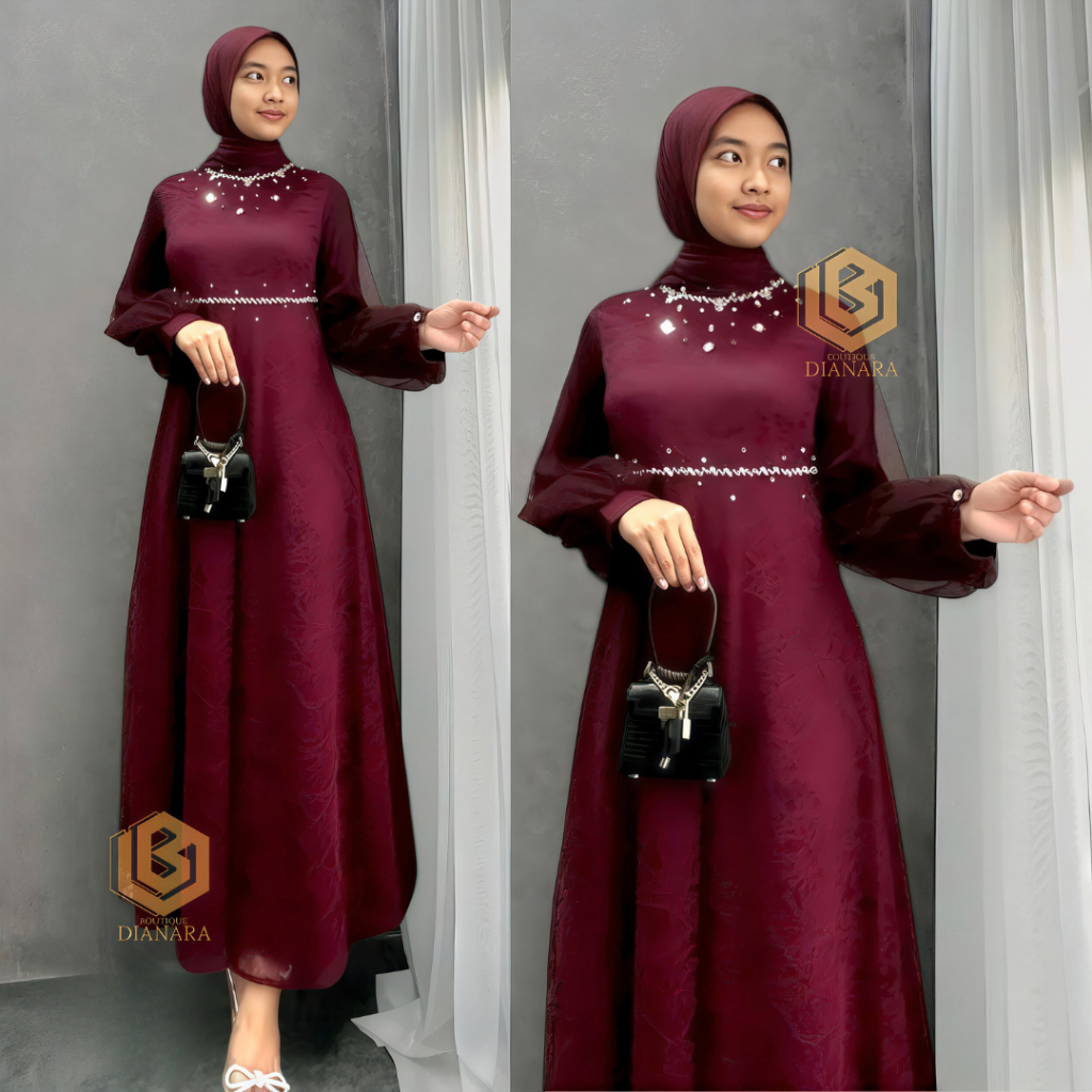 Gamis Nadine Brokat Elegan – Gamis Pesta Modern Muslimah | Cocok untuk Lebaran & Kondangan