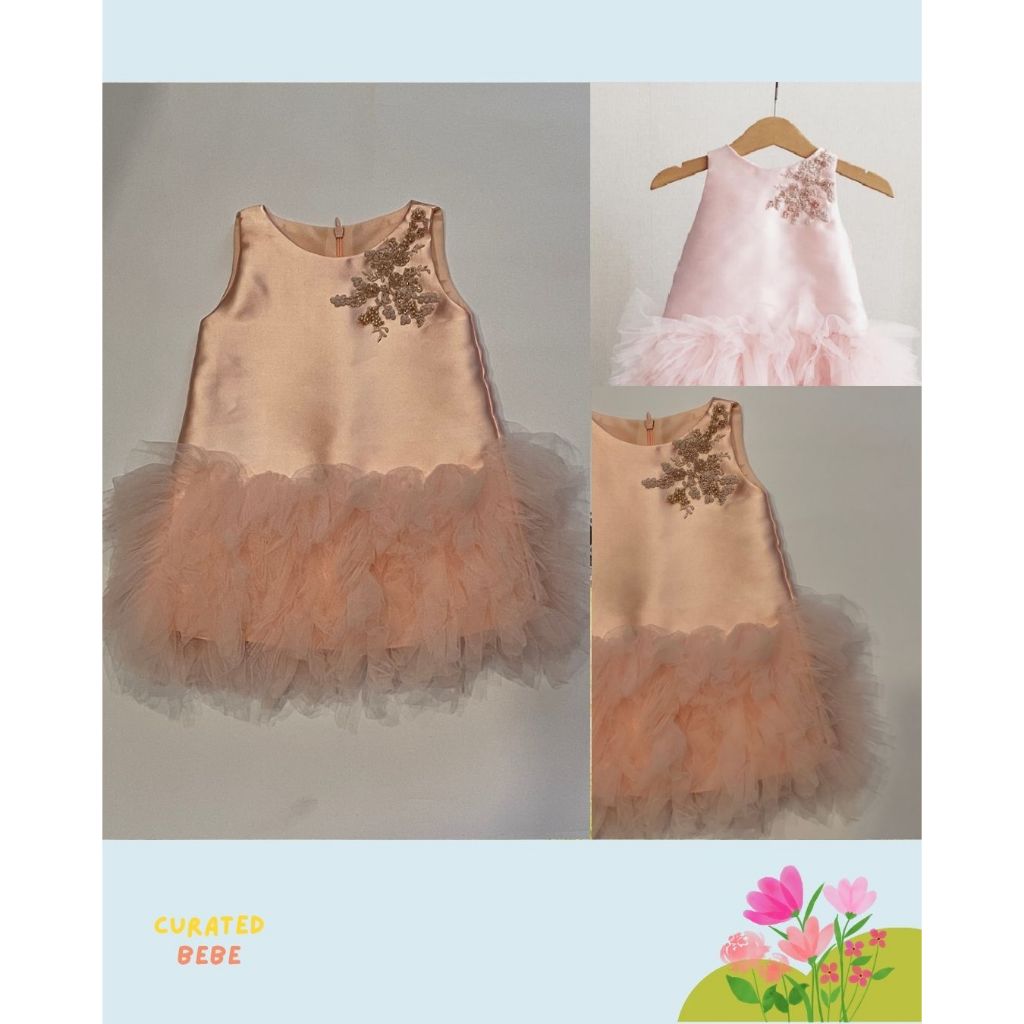 Curated Bebe Kakapo Peach Dress - Dress Gaun Pesta Anak