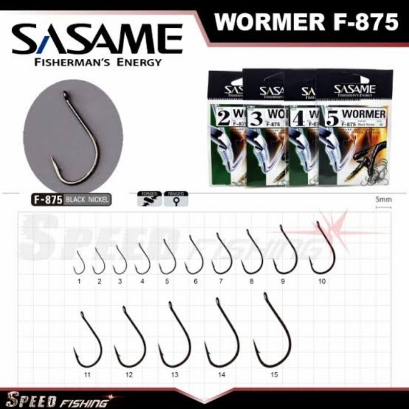 Kali Pancing Sasame Wormer F875 isi 15 pcs kail nikel kuat termurah