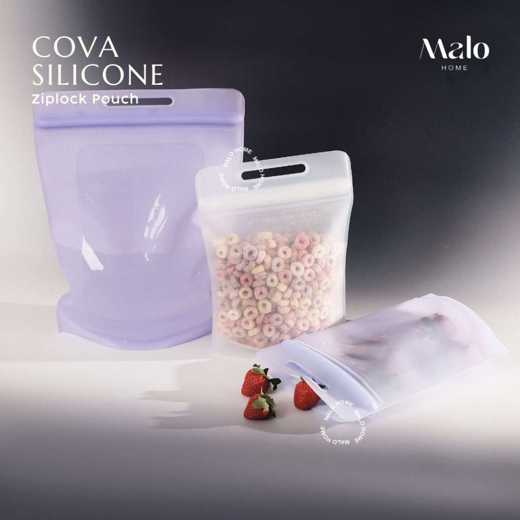 MALOHOME - COVA Silicone Ziplock Pouch Standing Kantong Silikon Ziplock Silikon Makanan Reusable Zip