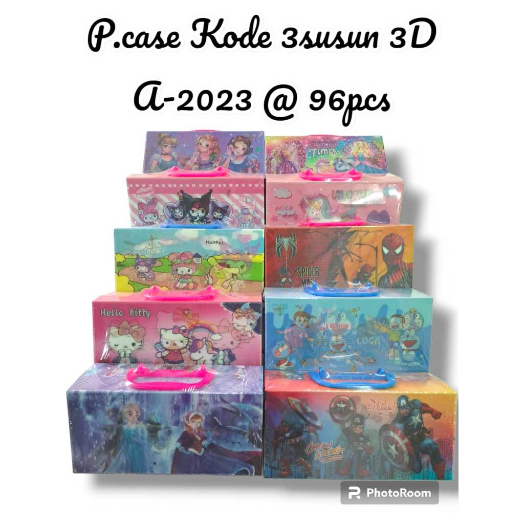 

kotak pensil KODE 3 TINGKAT metalik 3dimensi/pencil case password/kotak pin