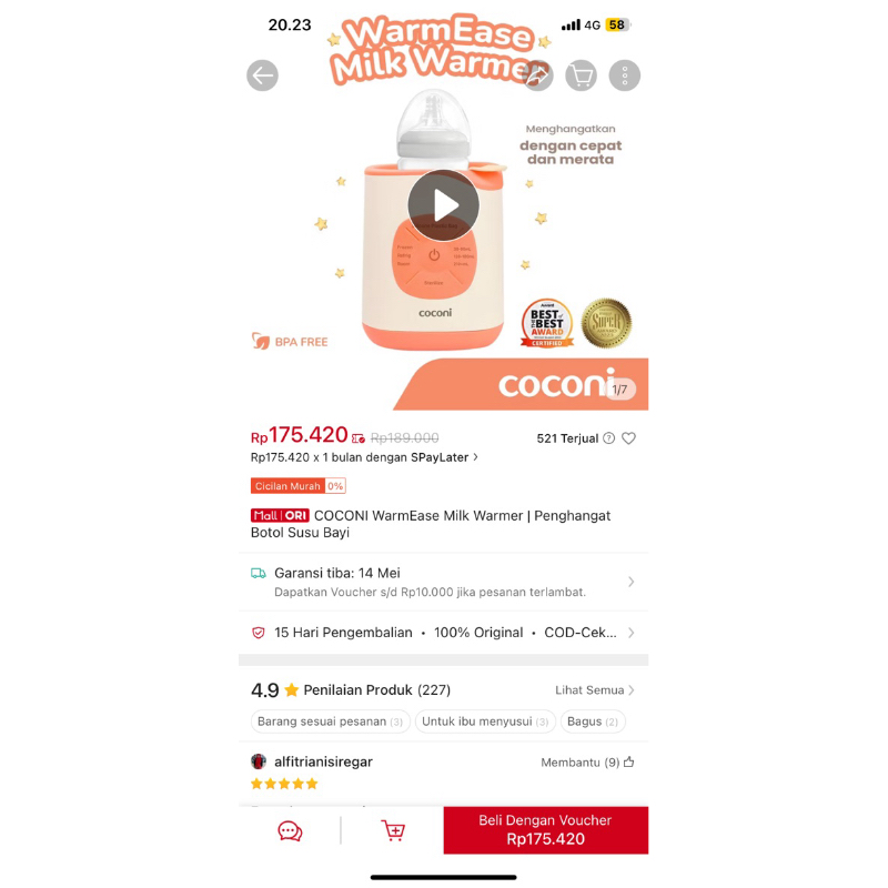 preloved milk warmer | penghangat asi elektrik