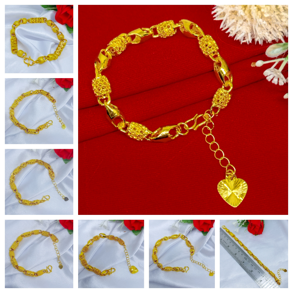 Grosir Gelang Elegant Fashion Bola Pipa Ukir Kopong Lapis Emas 24k Hongkong Emas Anti Karat Tidak Mu