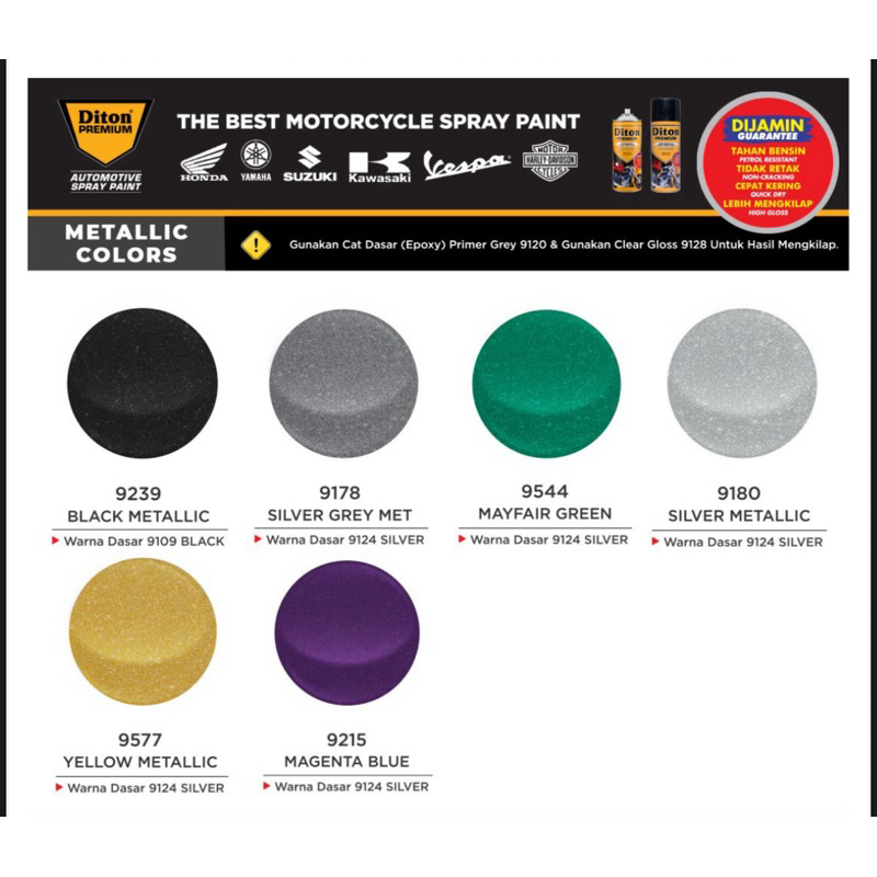 DITON PREMIUM METALIC COLORS BLACK METALIC SILVER METALIC