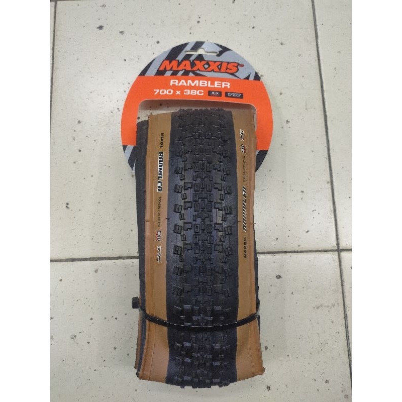 ban luar sepeda gravel 700 x 38c maxxis rambler kevlar brown wall